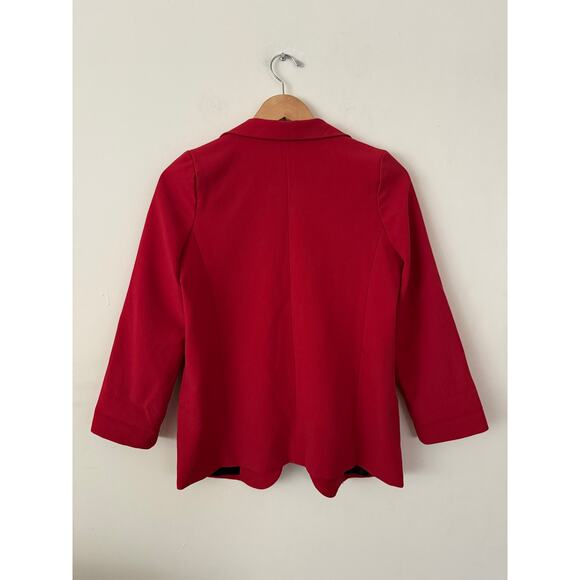 Aqua Colorful Red/Black Lined Open Front Collared Blazer w/Pocket Work/Office-XL - Picture 4 of 4